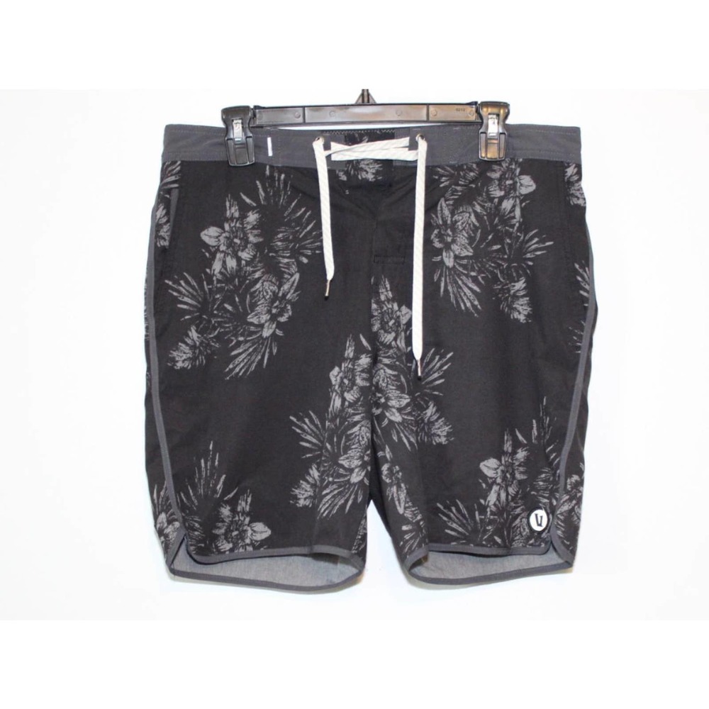 Vuori Cruise BoardShort Black Vintage Floral Gray Men's Board Shorts 32 H14054 - Picture 2 of 13